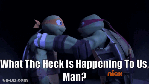Teenage Mutant Ninja Turtles Standing What The Heck Is Happening To Us GIF