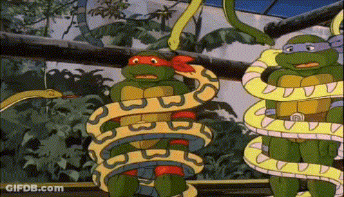 Teenage Mutant Ninja Turtles Surrounded By Snakes GIF