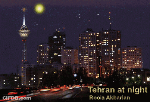 Tehran At Night By Roola Akbarian Shows A Cityscape At Night GIF