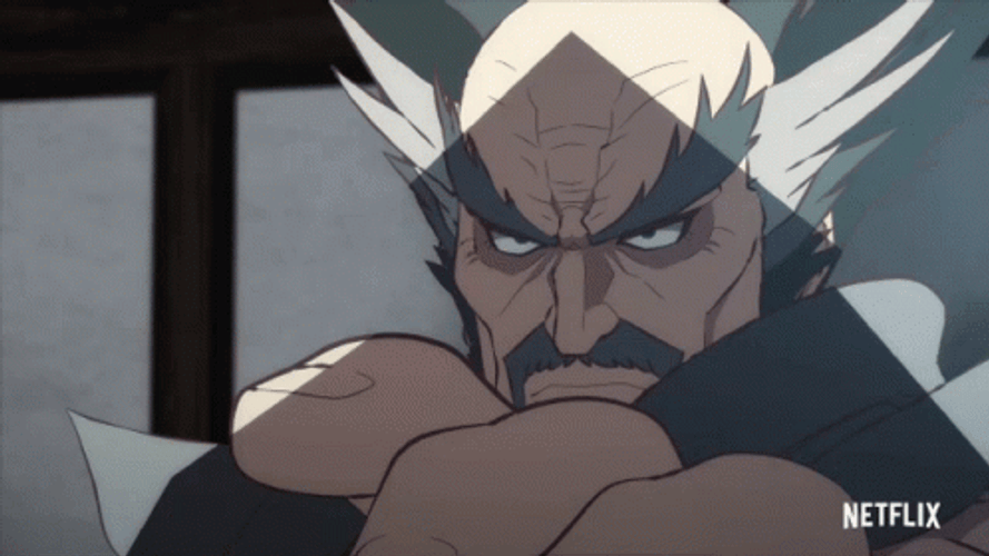 Tekken Bloodline Heihachi Mishima Punching Jin Kazama GIF