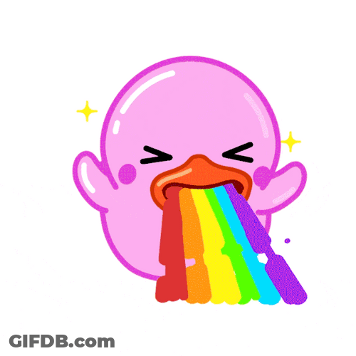 Telegram Utya Duck Rainbow Vomit GIF