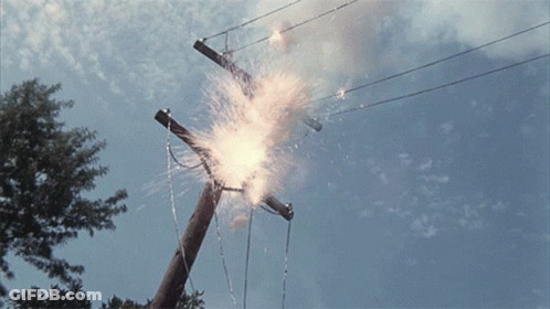 Telephone Pole Struck By Electrical Storm GIF