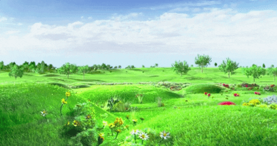 Teletubbies Hiding Behind The Hill GIF