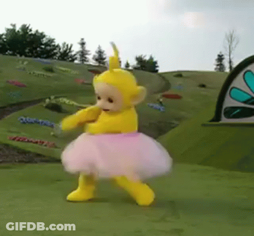 Teletubbies In Pink Tutu Dancing GIF