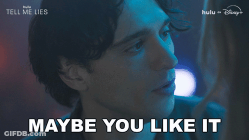 Tell Me Lies Poster Man And Woman Looking At Each Other GIF