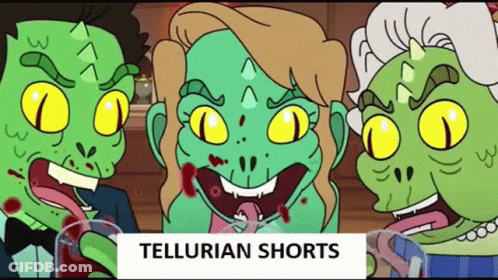Tellurian Shorts Cartoon Ad With Man And Two Women GIF