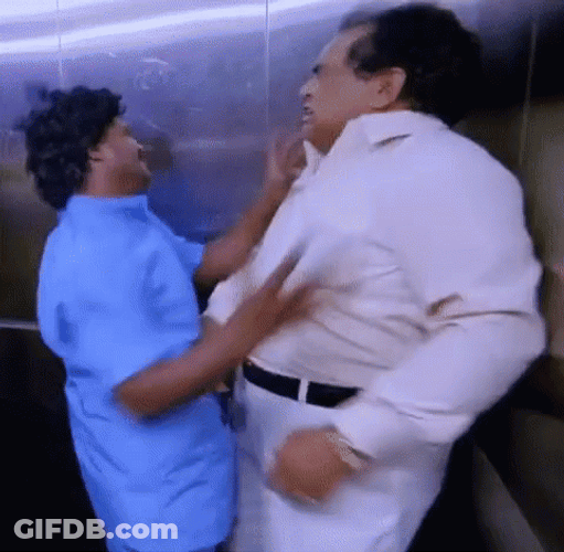 Telugu Comedian Brahmanandam Slapped GIF