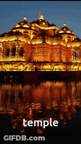 Temple At Night With Word Temple GIF