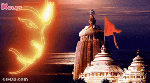 Temple With Red Flag And Kulfy GIF
