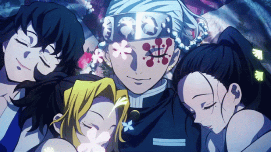 Tengen Uzui Hugged All Wives GIF