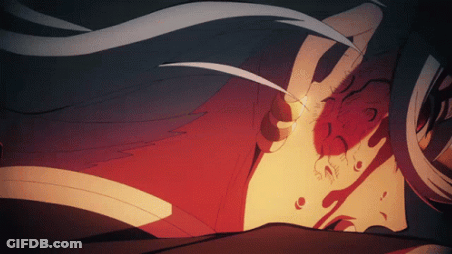 Tengen Vs Gyutaro Bloody Face Looking Back GIF
