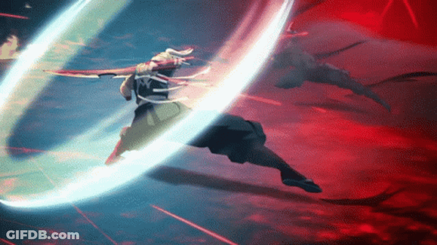 Tengen Vs Gyutaro Severe Sword Combat GIF