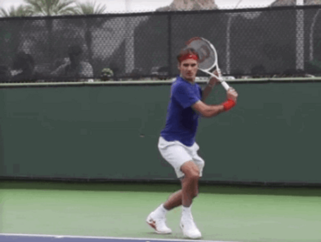 Tennis Backhand Slice Federer GIF