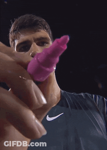 Tennis Court Banner Saying Carlos GIF
