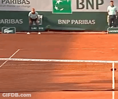 Tennis Court With BNP Paribas Banner Behind Net GIF