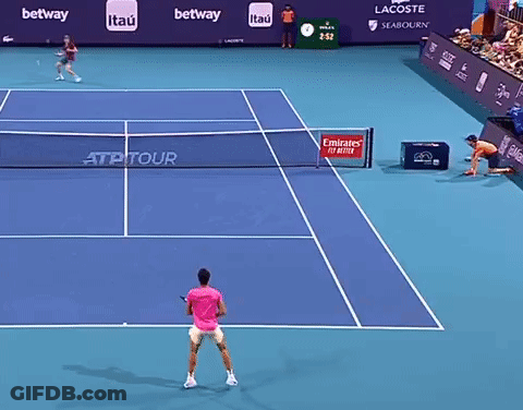 Tennis Court With Emirates Airline Sign GIF