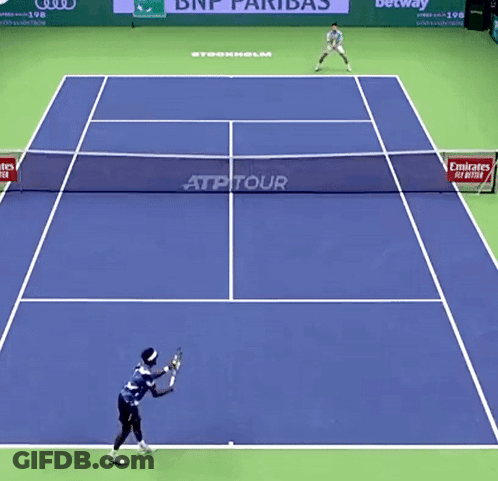 Tennis Court With Emirates Fly Better Ads GIF