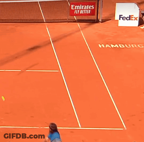 Tennis Court With Emirates Fly Better Sign GIF