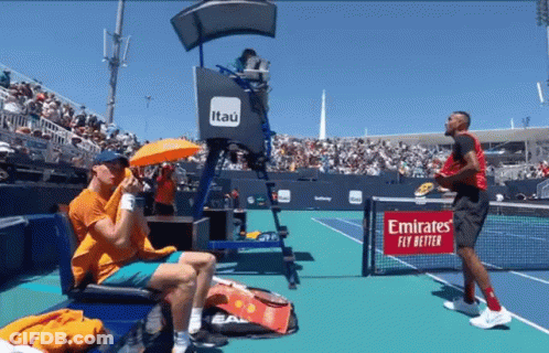 Tennis Court With Emirates Fly Better Sign GIF