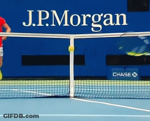 Tennis Court With J.P. Morgan Sign GIF