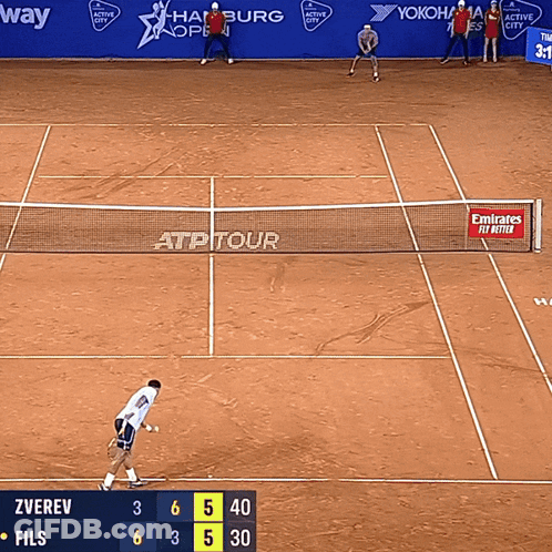Tennis Game With Emirates Fly Better Banner On Net GIF