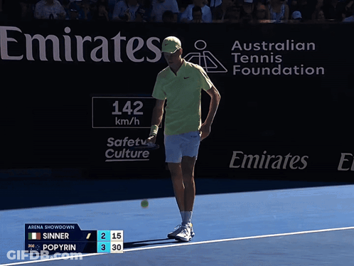Tennis Match In Front Of Emirates Banner GIF