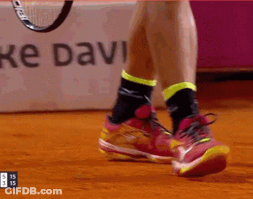 Tennis Player Feet With Ke Davi Sign GIF