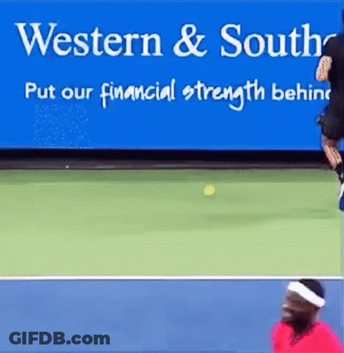 Tennis Player Hitting Ball Sign Western & South Financial Strength GIF