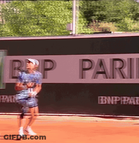 Tennis Player In Front Of BNP Paribas Banner GIF