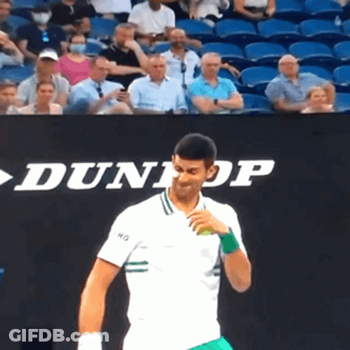 Tennis Player In Front Of Dunlop Ad GIF