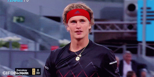 Tennis Player In Red Headband And Black Shirt GIF