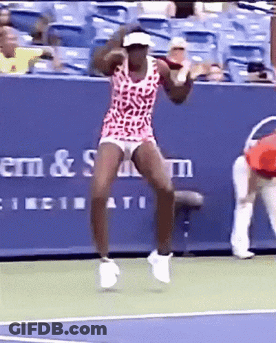 Tennis Player Jumping On Court GIF
