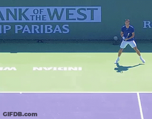 Tennis Player On Court With Bank Of The West Sign GIF