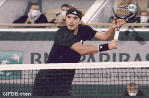 Tennis Player Swinging Racquet At Net Fox Sports GIF