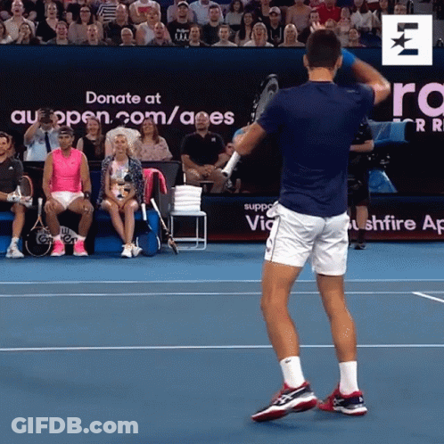 Tennis Player With Donate At Auopen.com/aes Sign GIF