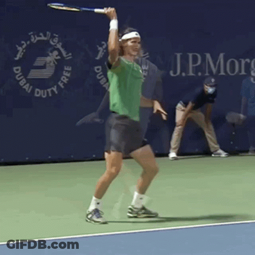 Tennis Player With Dubai Duty Free Sign GIF