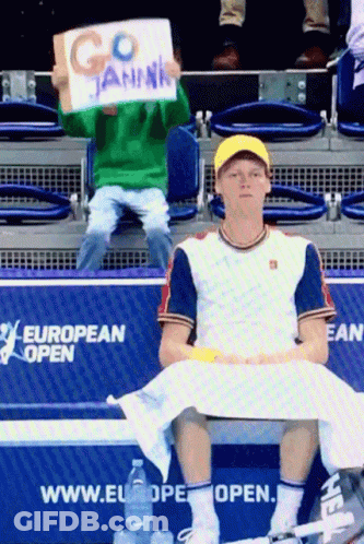 Tennis Player With Go Jannik Sign GIF