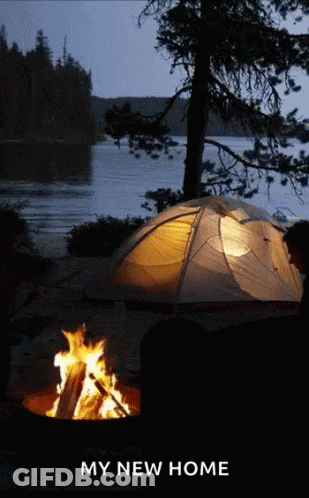 Tent And Campfire My New Home GIF