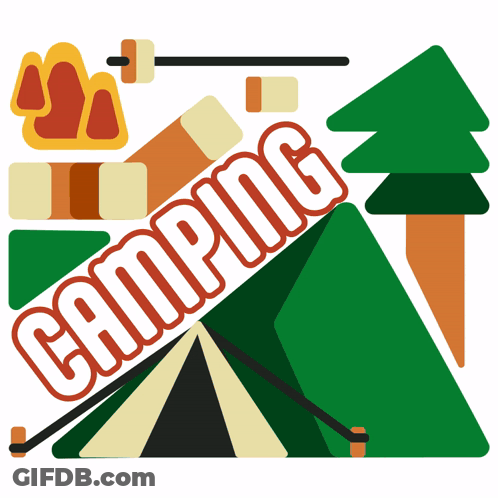 Tent And Trees Saying Camping GIF