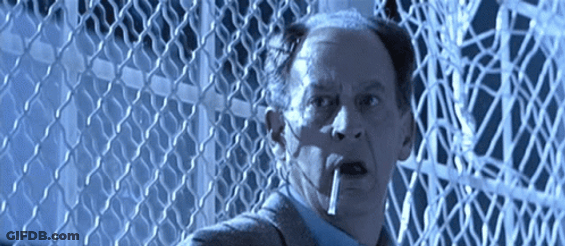 Terminator 2 Earl Boen Shocked Cigarette Fell Off GIF