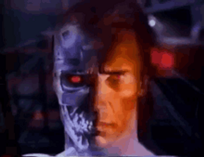 Terminator Arnold Schwarzenegger Half Robot Half Human Face GIF