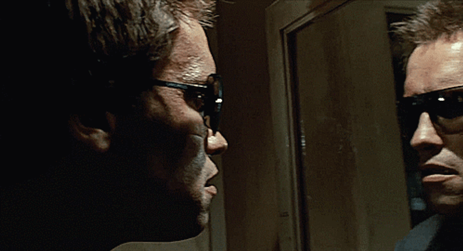 Terminator Arnold Schwarzenegger Mirror Reflection GIF