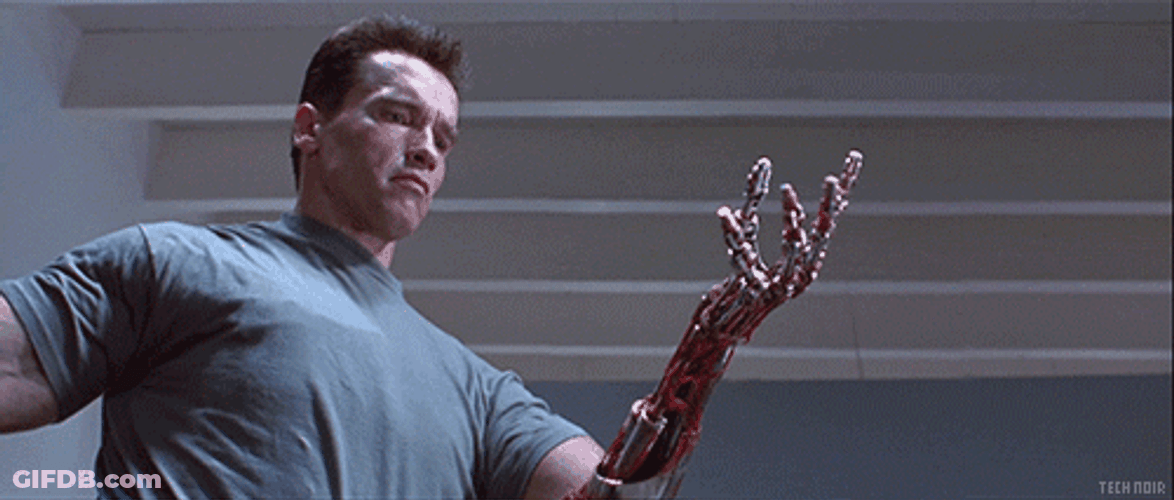 Terminator Arnold Schwarzenegger Robot Hand Close Open GIF