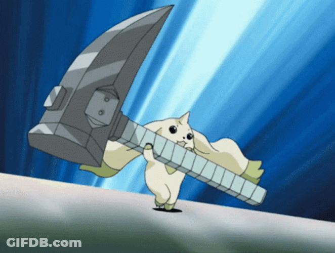 Terriermon Holding Hammer GIF