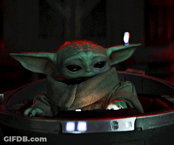 Terrified Baby Yoda Hiding GIF