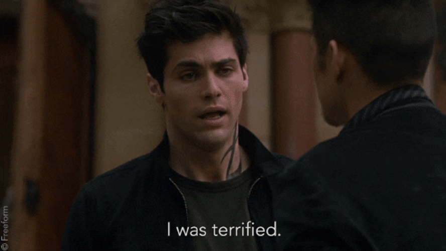 Terrified Matthew Daddario GIF