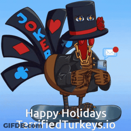 Terrified Turkey Happy Turkey Day GIF