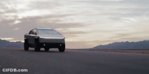 Tesla Cybertruck Driving In Desert GIF