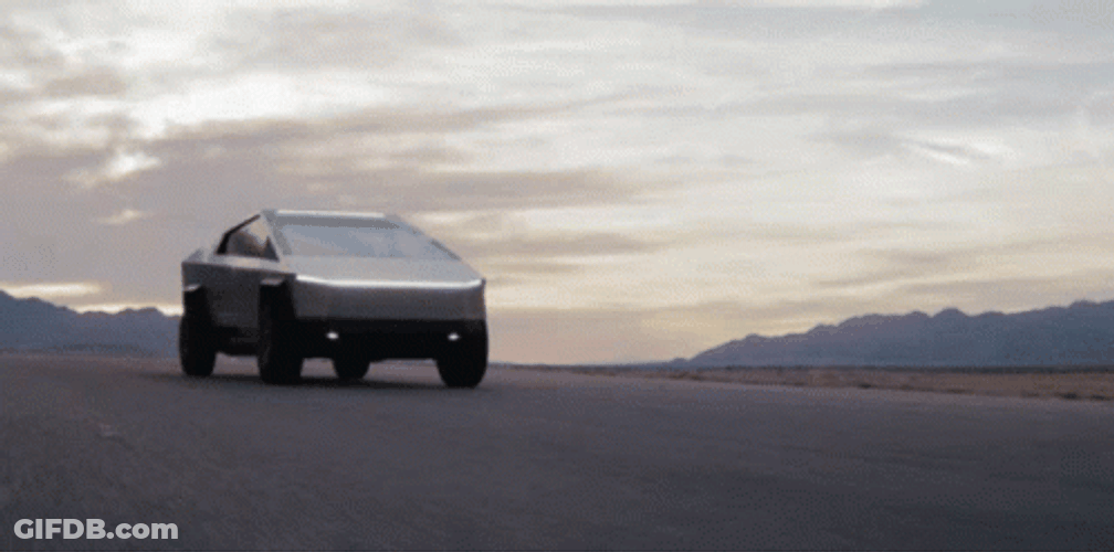 Tesla Cybertruck In The Road GIF