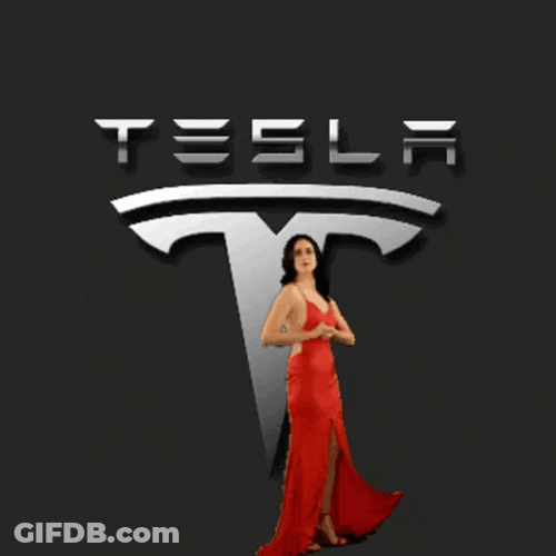 Tesla Logo Girl In Dress Dancing GIF